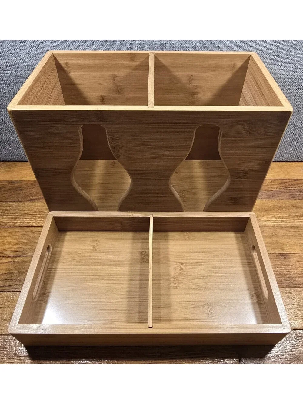 Seville Classics Bamboo Plastic Bag Organizer